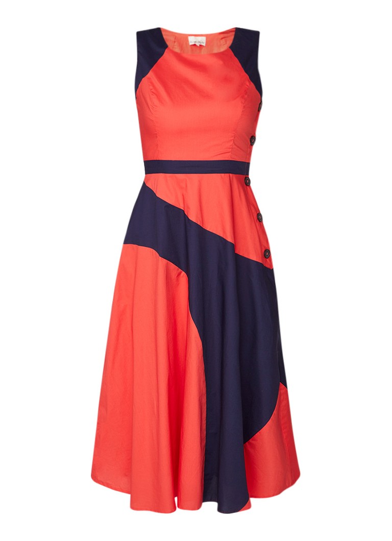 Phase Eight Chelle A-lijn jurk van katoen met colour blocking rood