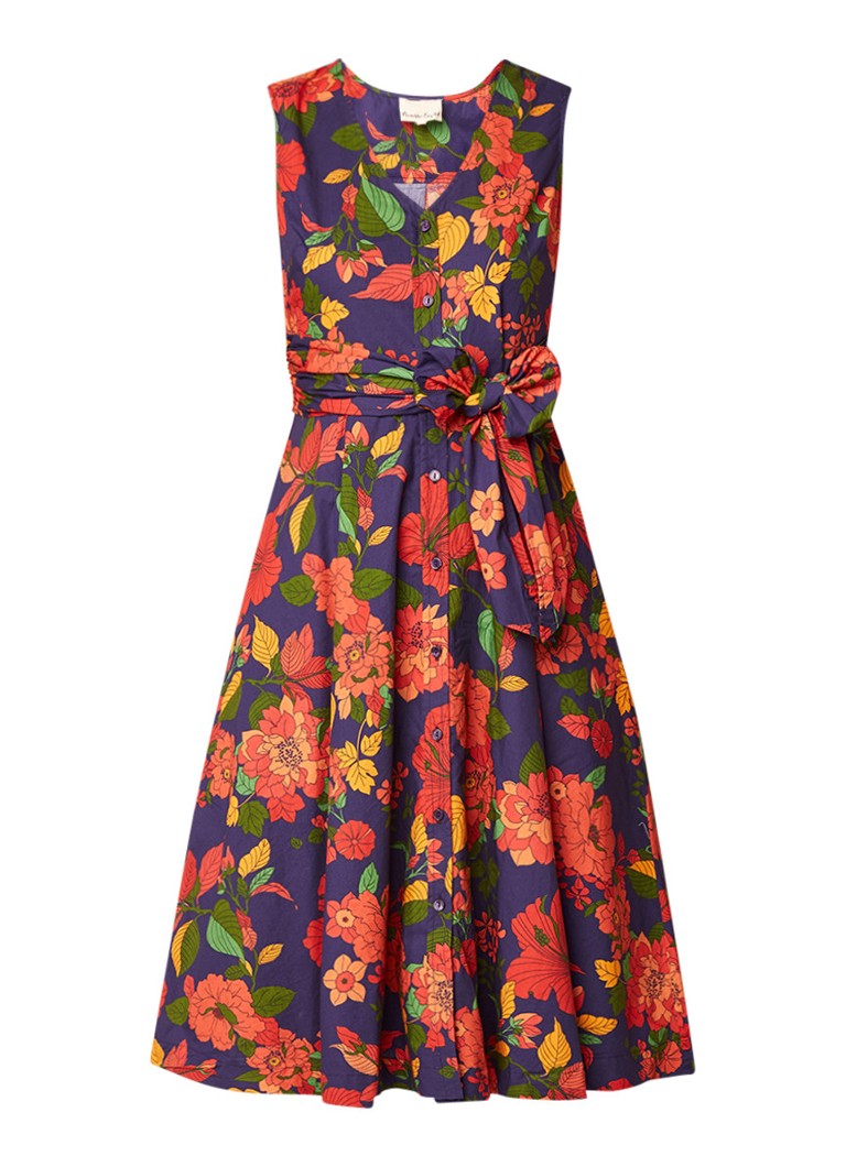 Phase Eight Cilla A-lijn blousejurk met bloemendessin donkerblauw