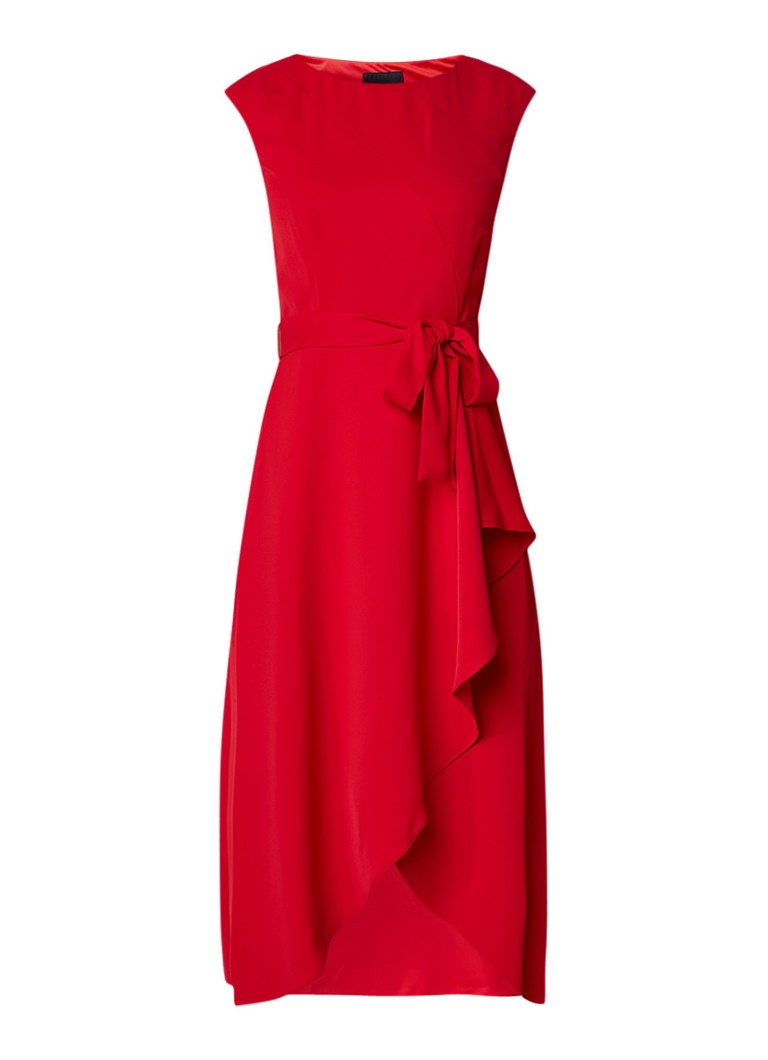 Phase Eight Rushelle midi-jurk met strikceintuur en volant rood