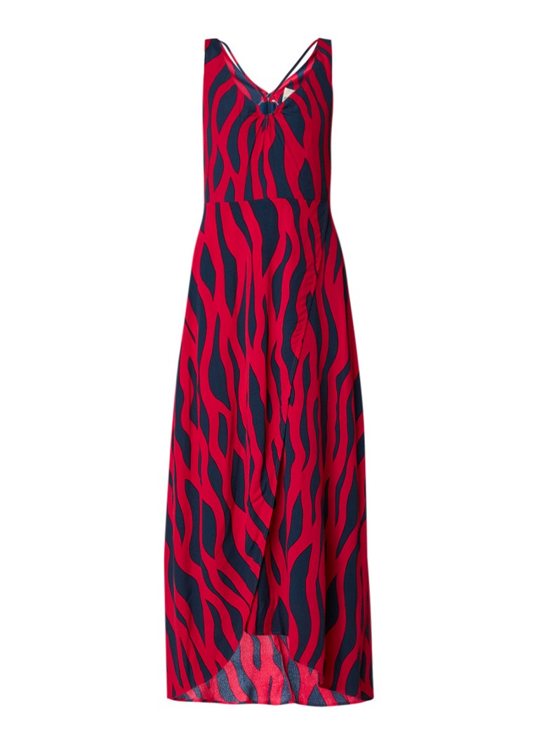 Phase Eight Talia maxi-jurk met overslag en streepdessin fuchsia