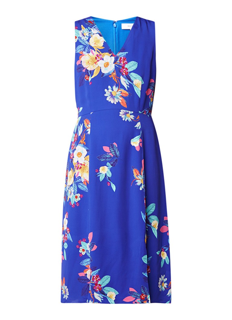 Phase Eight Bellissa midi-jurk met bloemendessin royalblauw