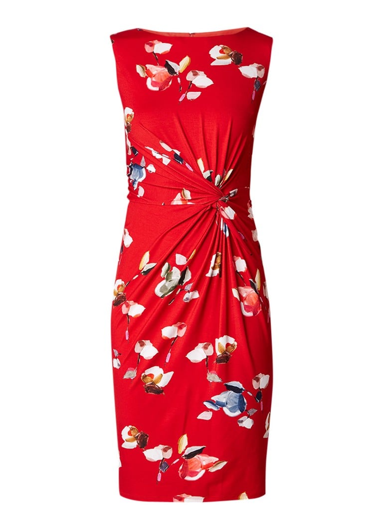 Phase Eight Berdina gebloemde midi-jurk met knoopdetail rood