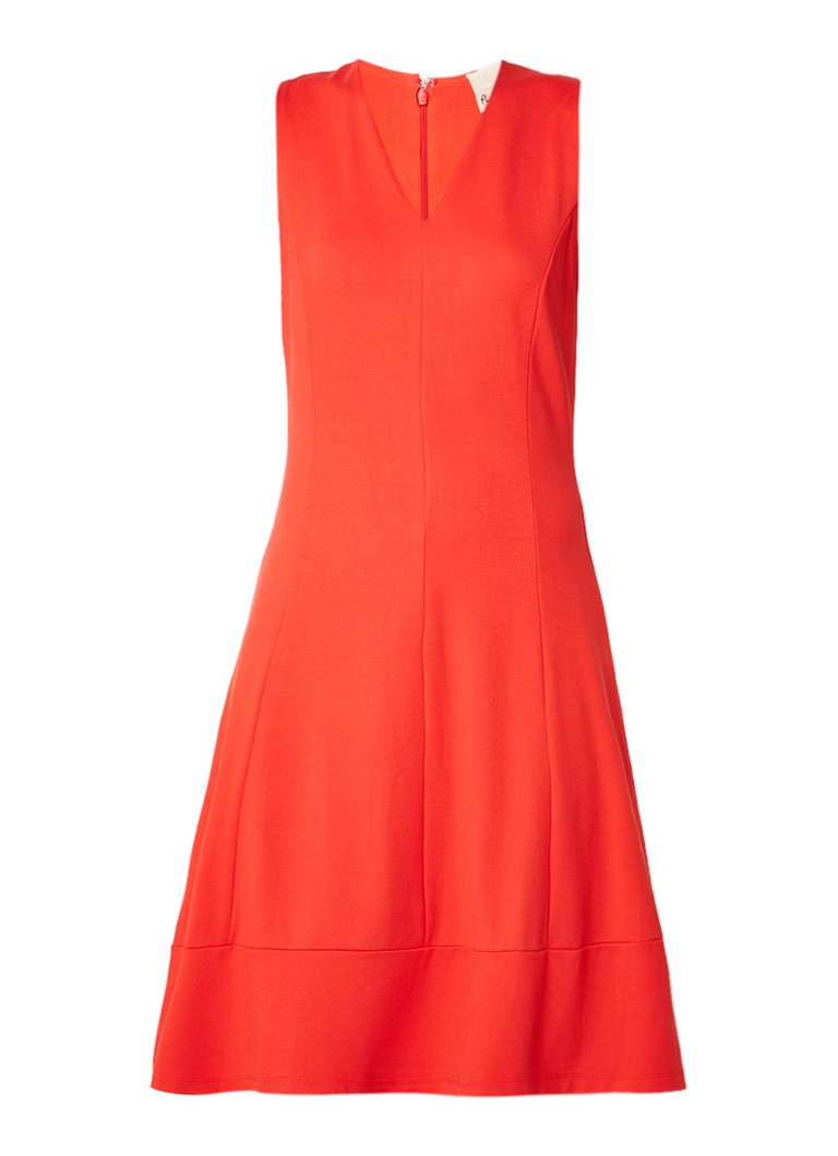 Phase Eight Panya midi-jurk met V-hals oranjerood