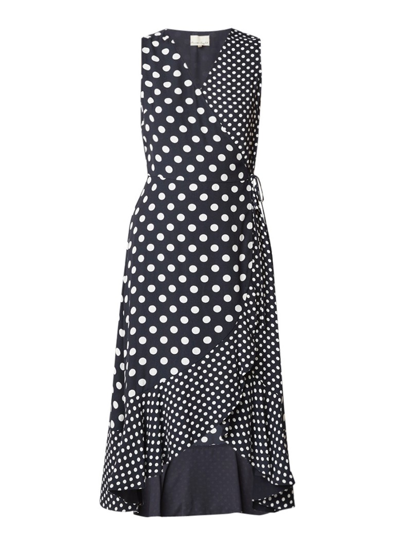 Phase Eight Bea wikkeljurk met polkadotdessin donkerblauw