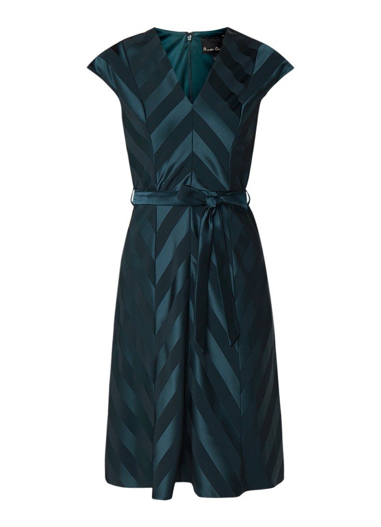 Phase Eight Evelyn A-lijn jurk met streepdessin donkergroen