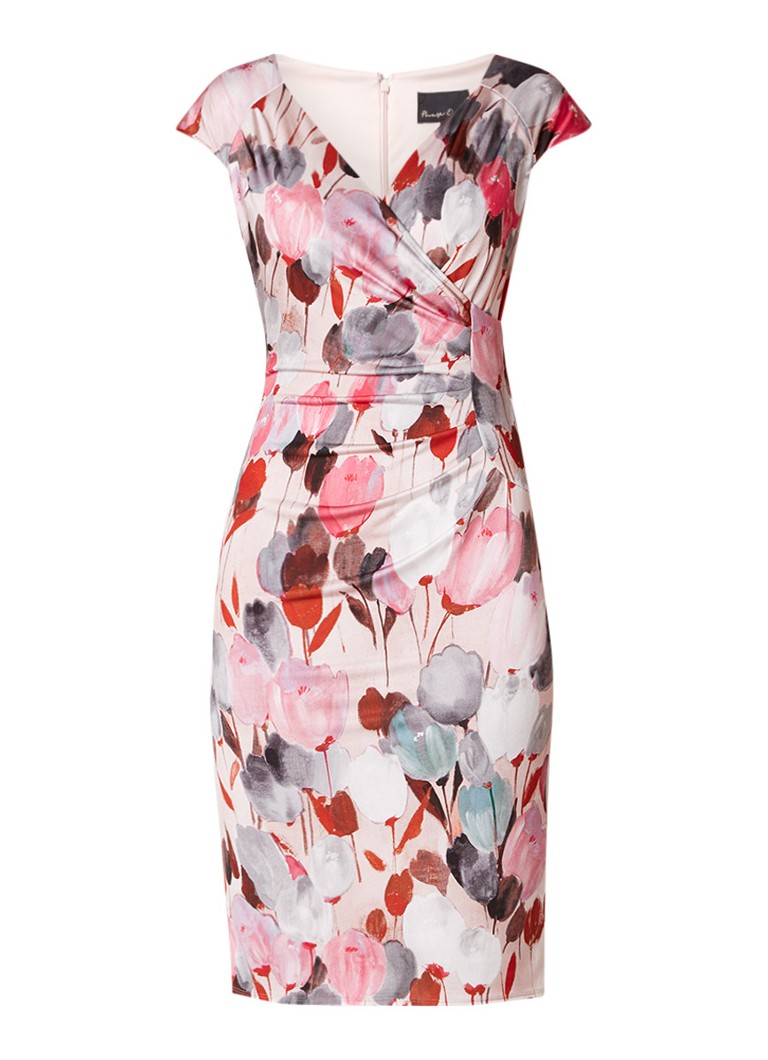 Phase Eight Lucilla midi-jurk met overslag en bloemendessin roze