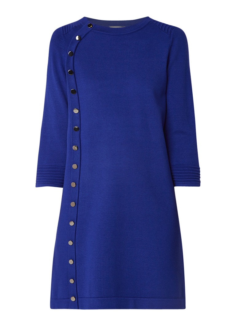 Phase Eight Bellatrix fijngebreide jurk met sierknopen kobaltblauw