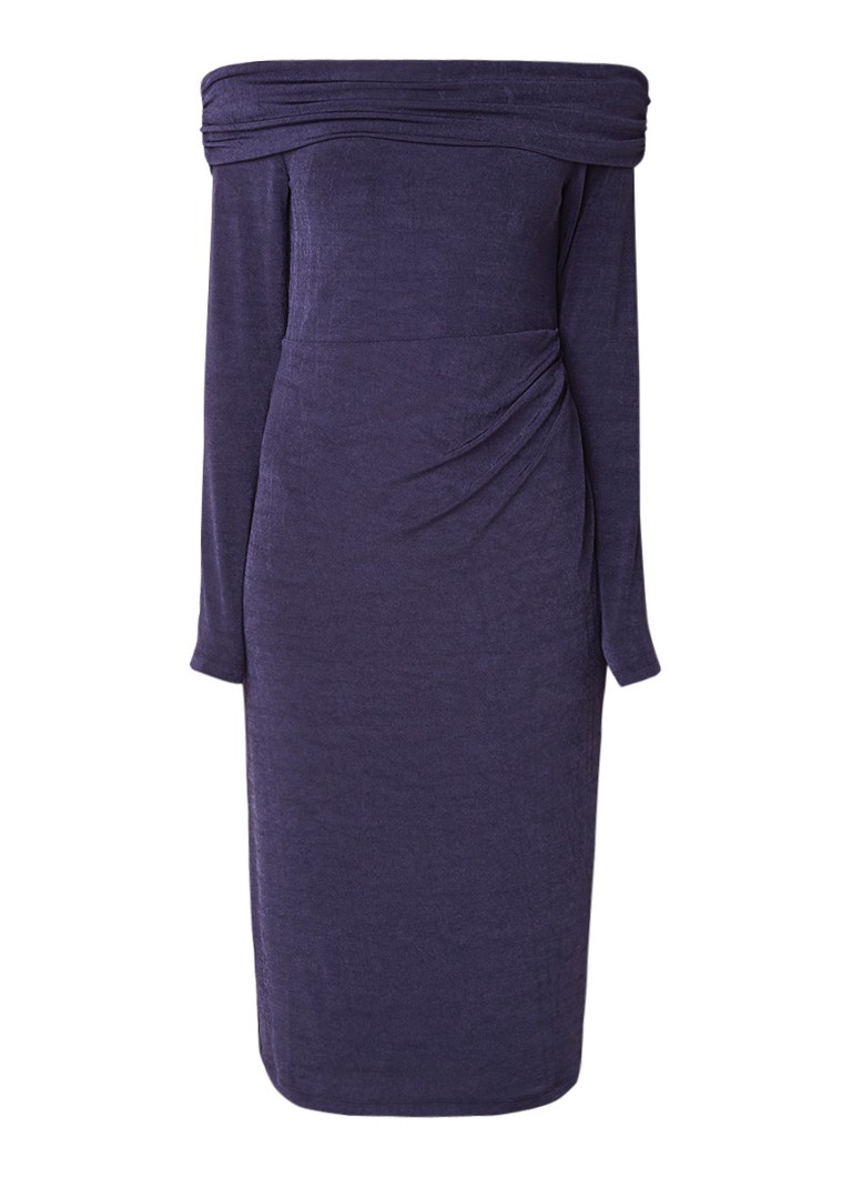 Phase Eight Bayley Bardot cold shoulder midi-jurk van stretchjersey donkerblauw