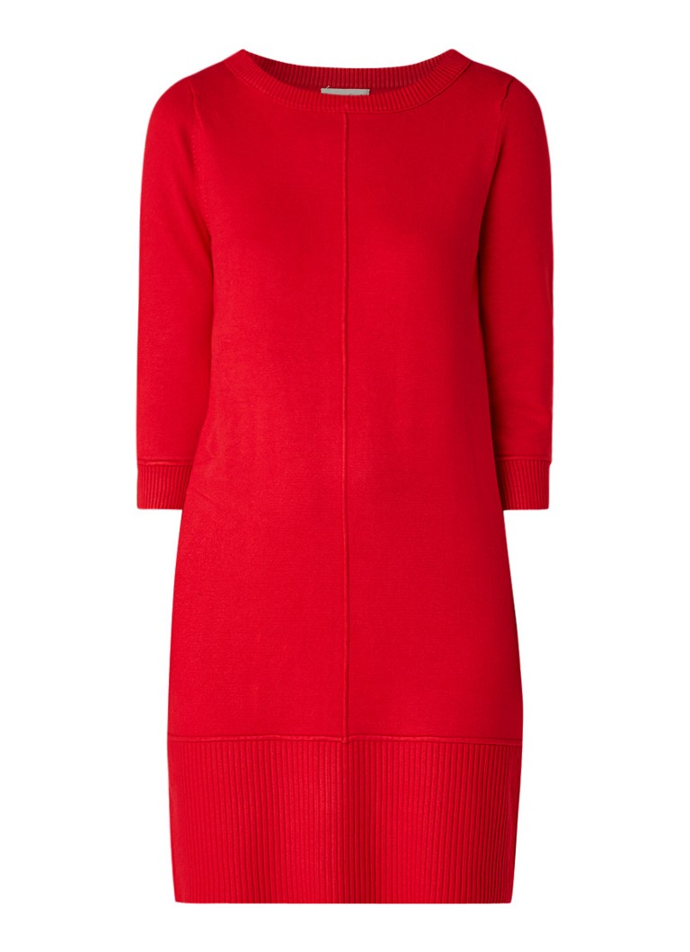 Phase Eight Shiloh fijngebreide midi-jurk met driekwart mouw rood