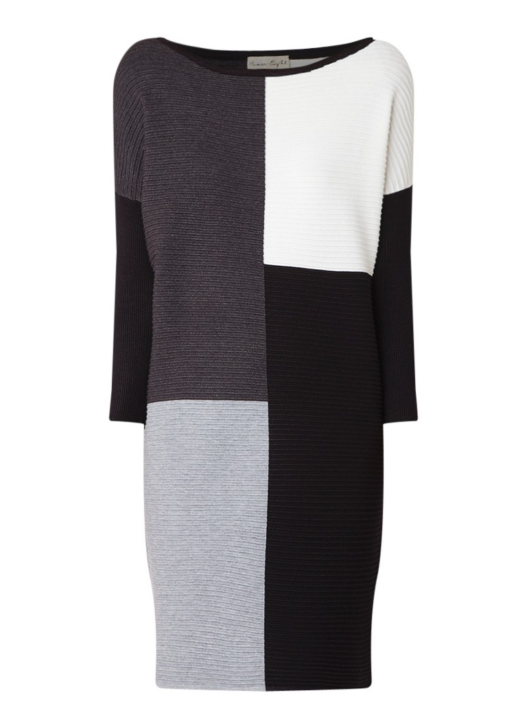 Phase Eight Cher ribgebreide jurk met colour block zwart