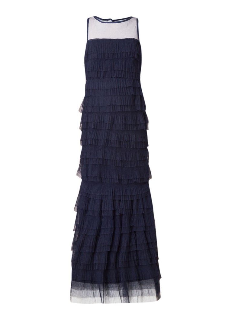 Phase Eight Fleur galajurk met mesh en tulle donkerblauw