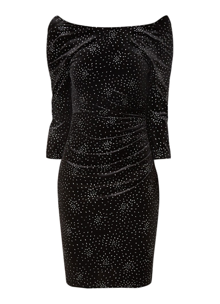 Phase Eight Luisa Bardot midi-jurk van fluweel met glitter zwart