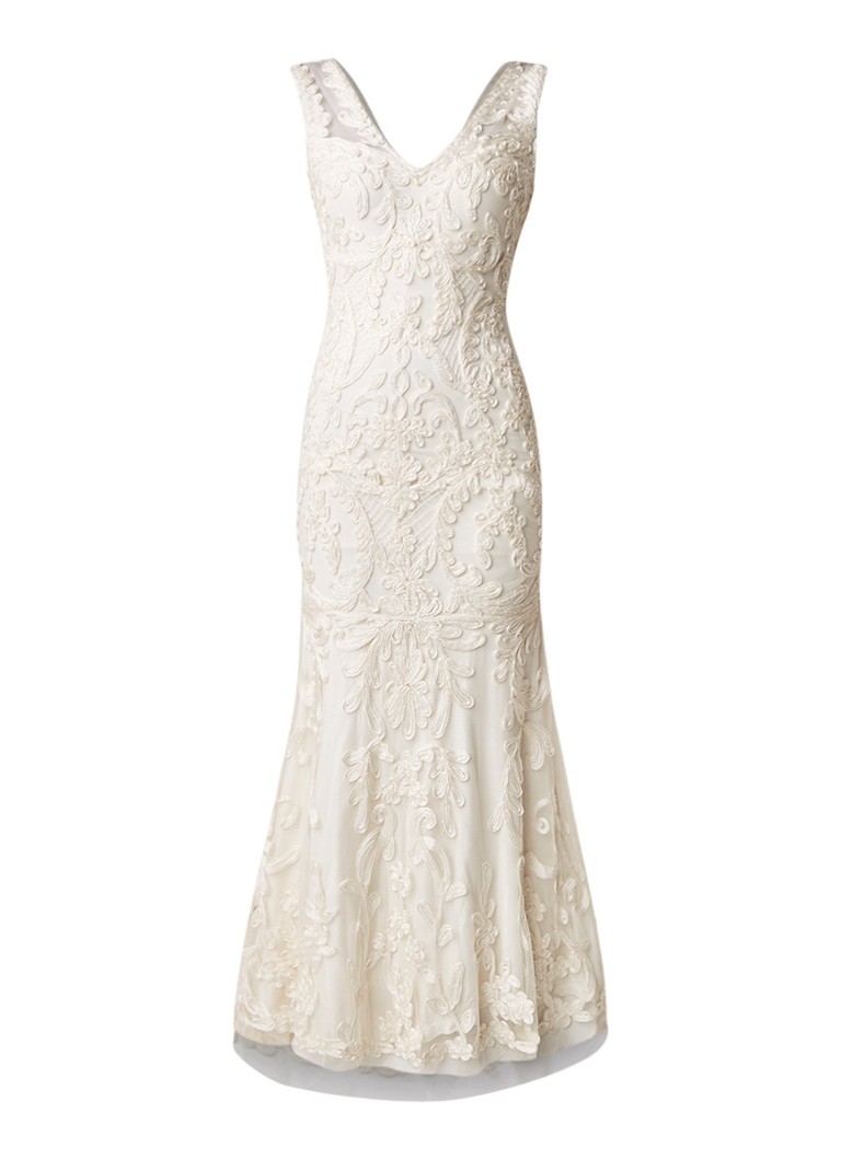 Phase Eight Valerie trouwjurk met tapework en kralendecoratie creme