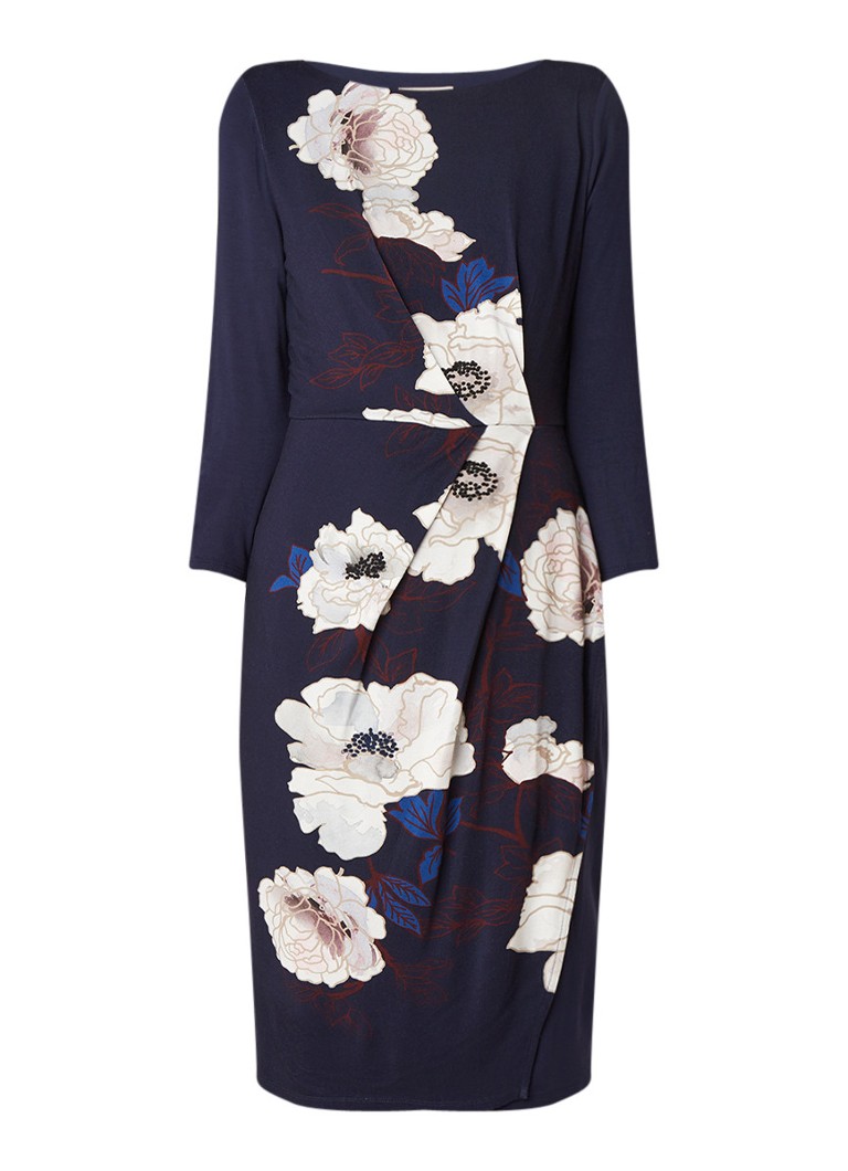 Phase Eight Laudine midi-jurk van jersey met bloemendessin donkerblauw