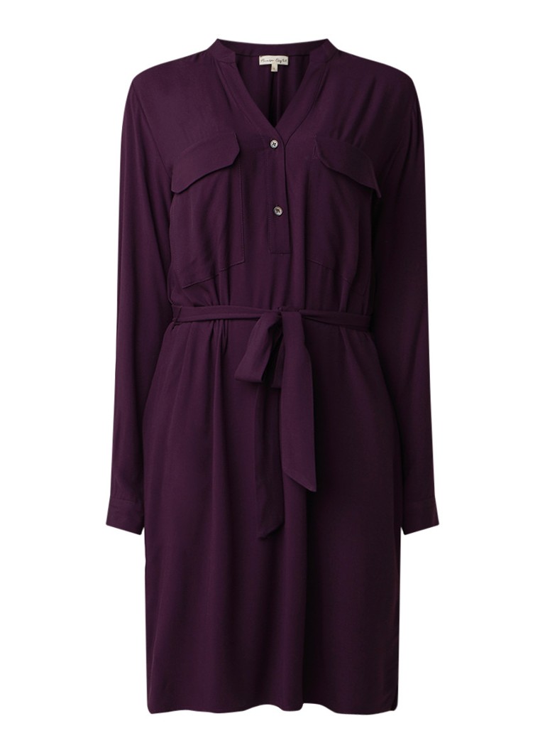 Phase Eight Matilda blousejurk met borstzakken en ceintuur aubergine