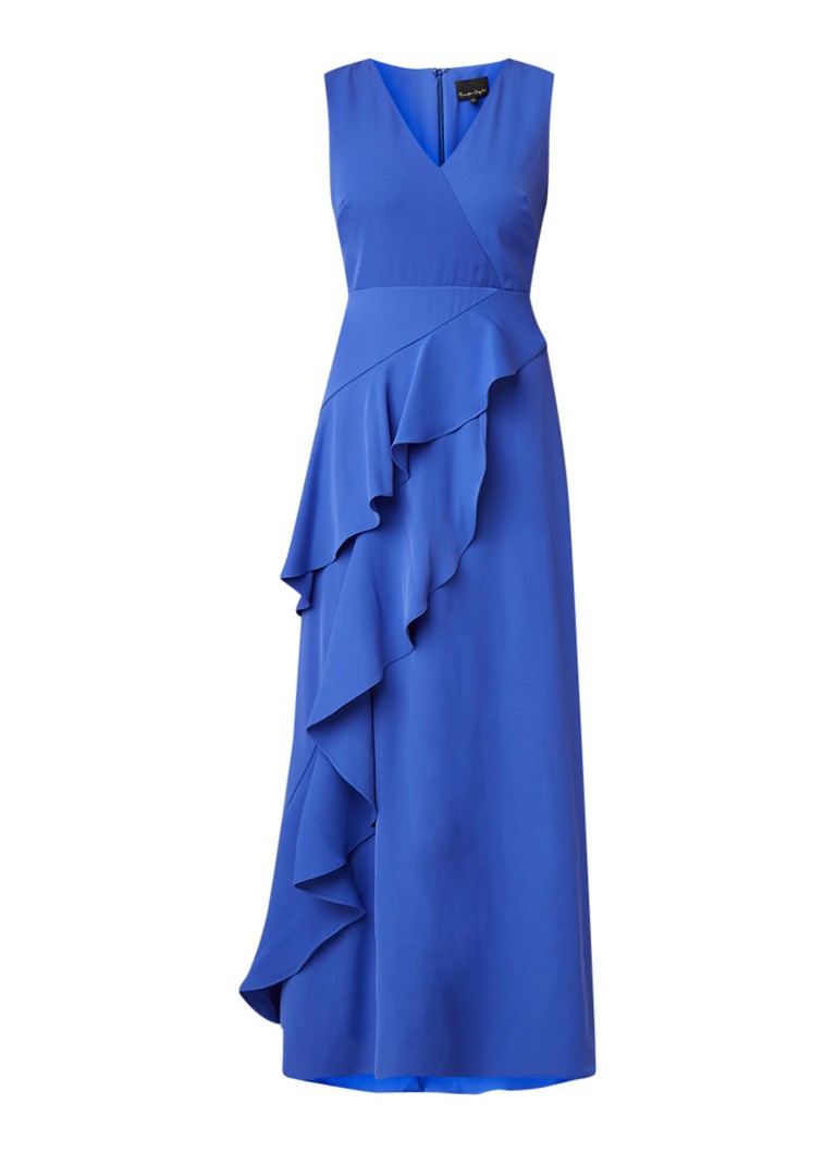 Phase Eight Constansie maxi-jurk met volant royalblauw