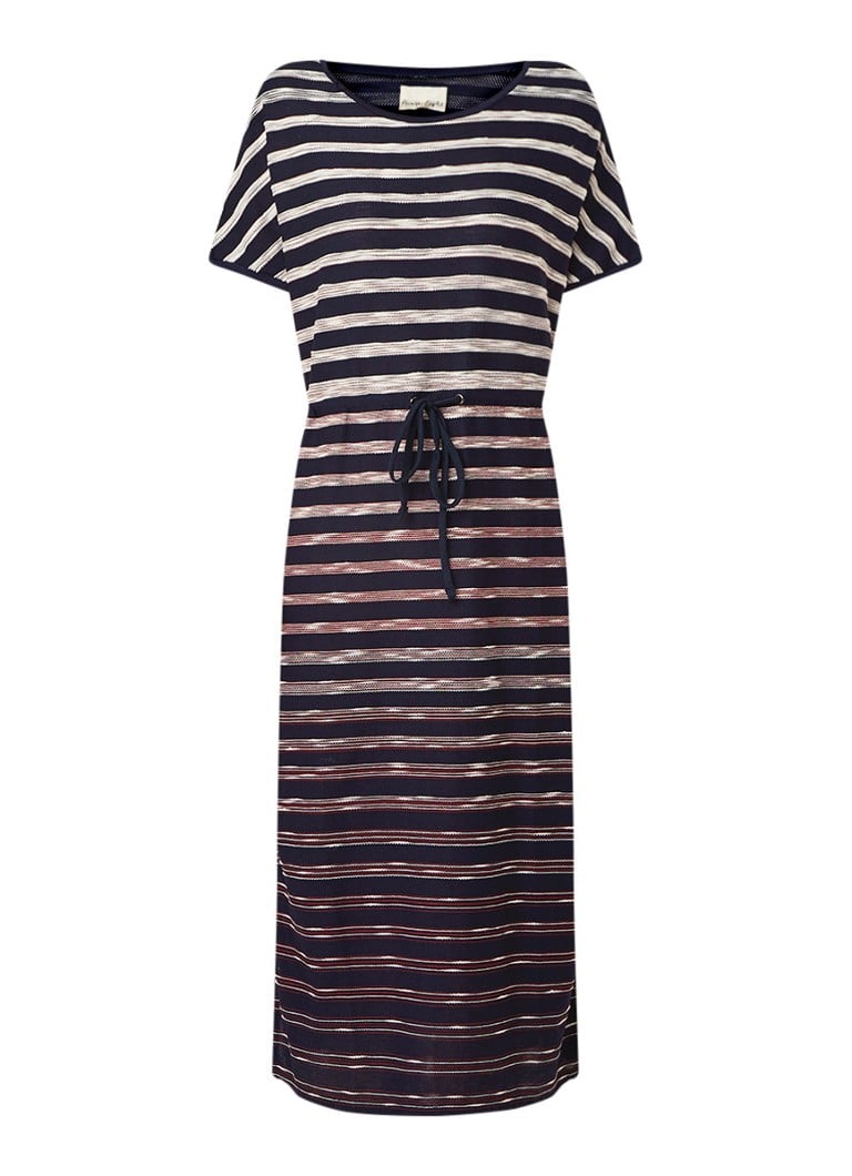 Phase Eight Ophia loose fit midi-jurk met streepdessin donkerblauw