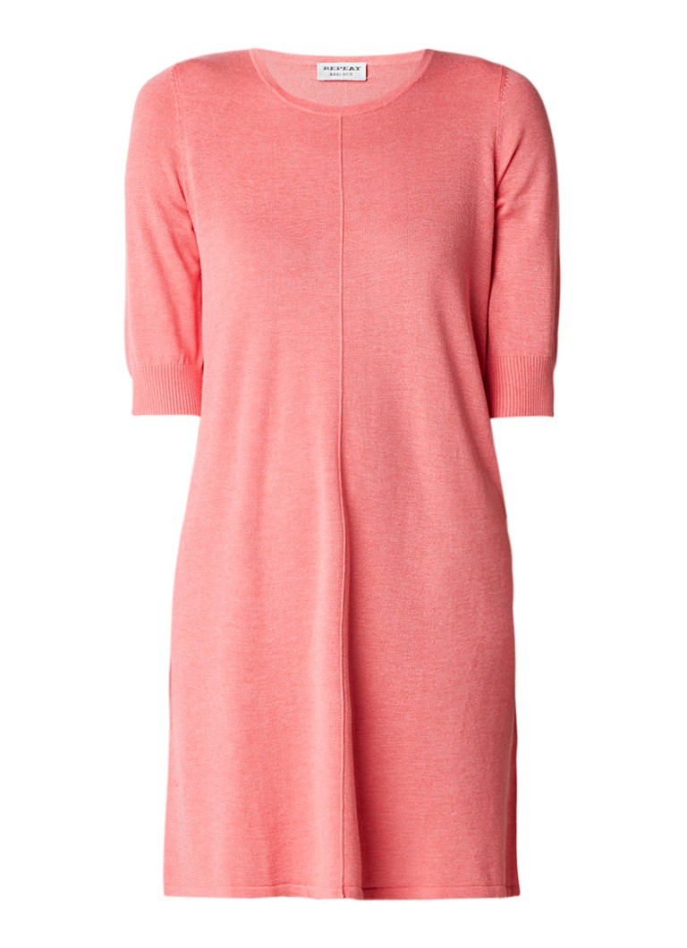 Repeat Loose fit fijngebreide mini-jurk in katoenblend roze