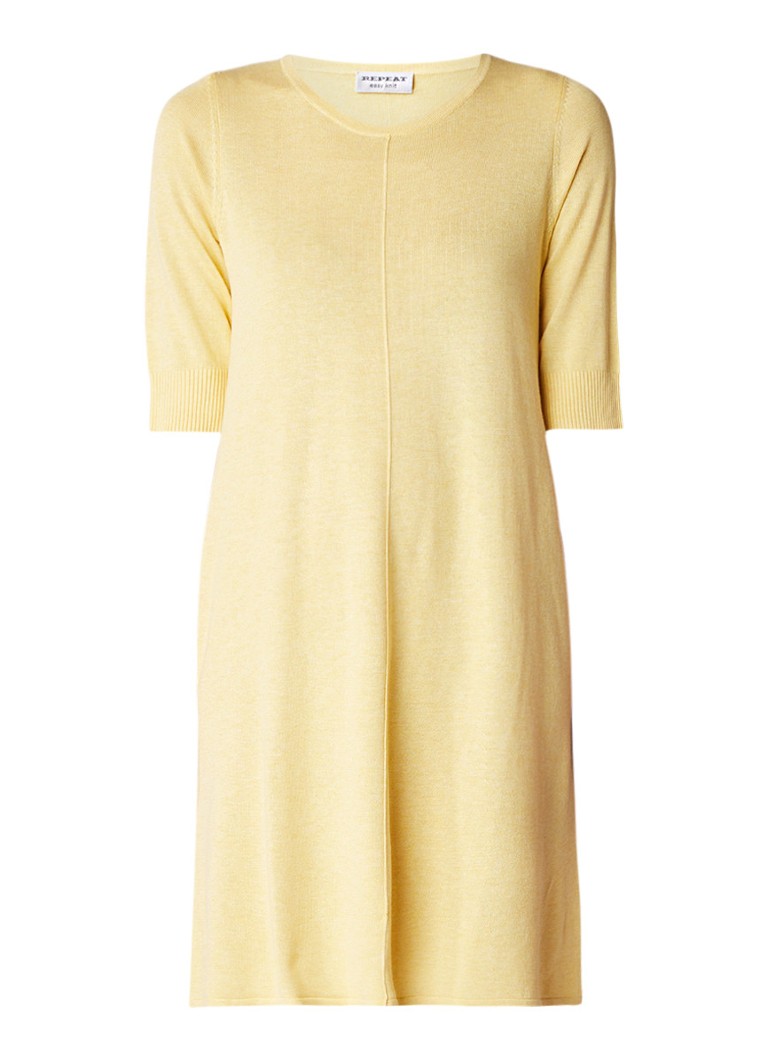Repeat Loose fit fijngebreide mini-jurk in katoenblend geel