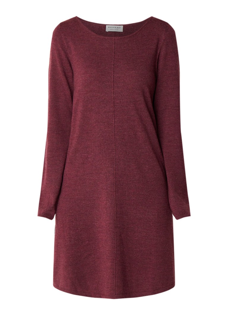 Repeat Loose fit fijngebreide jurk van wol aubergine