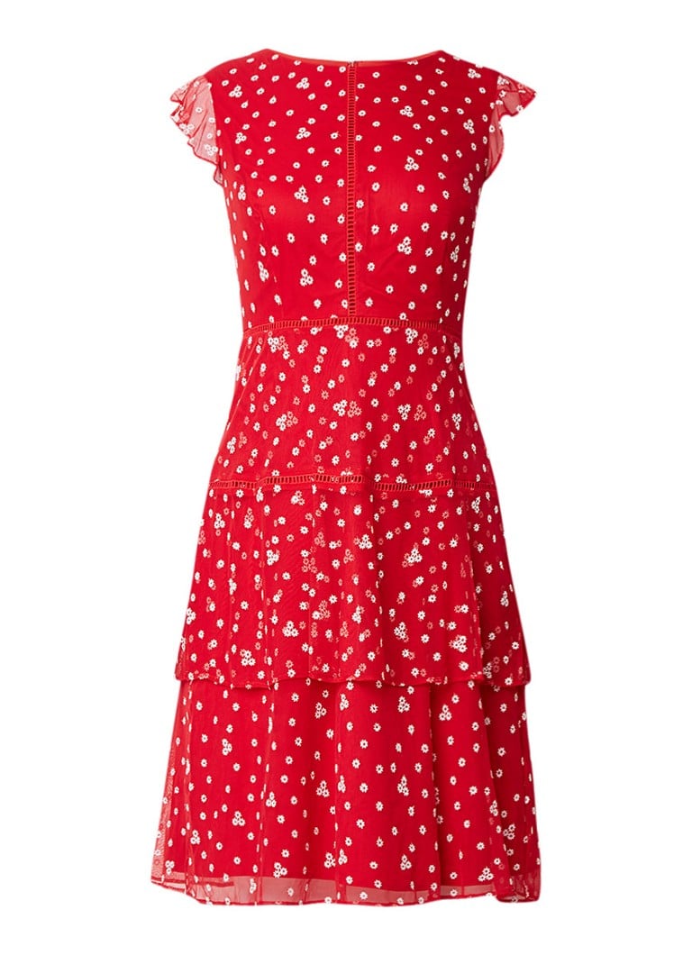 Phase Eight Bea A-lijn jurk met bloemenborduring rood