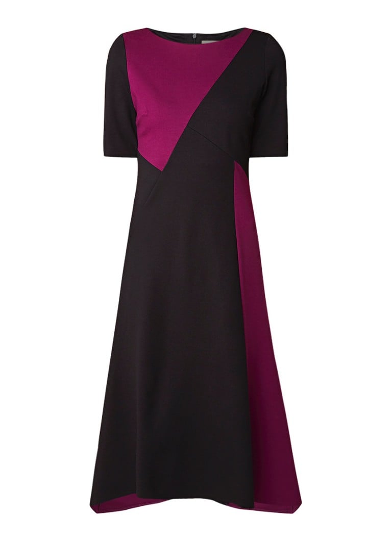 Phase Eight Court midi A-lijn jurk met colour blocking zwart
