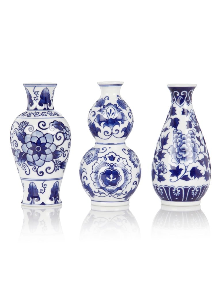 &Klevering - Dutch Delight vazen in set van 3 - Blauw