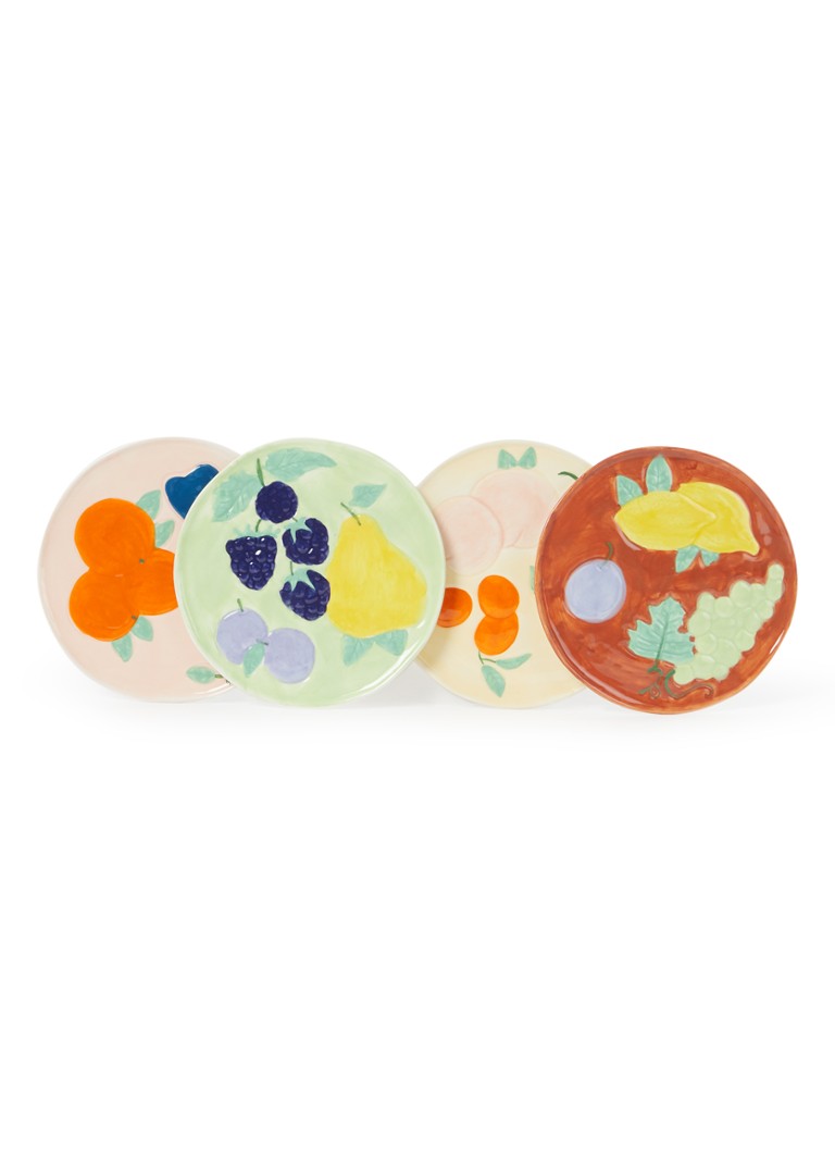 &Klevering - Fruitful ontbijtbord 16 cm set van 4 - Multicolor