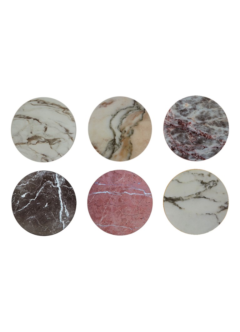 &Klevering - Onderzetters van kurk set van 6 - Multicolor
