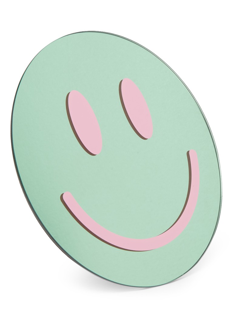 &Klevering - Smile wandspiegel 30 cm - Roze