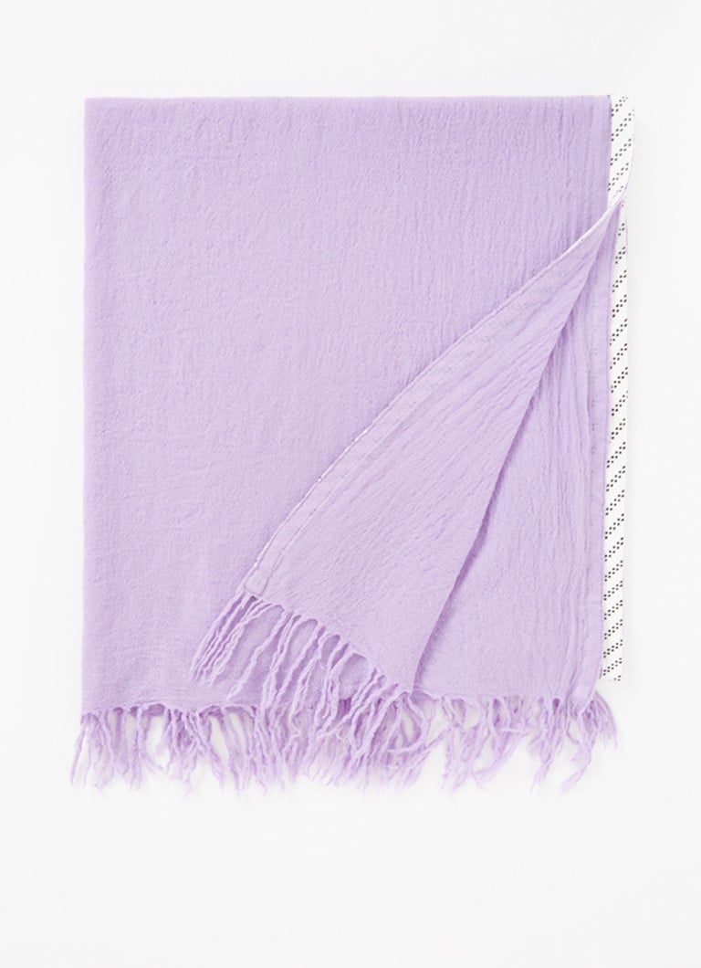 10DAYS - Sjaal van wol met franjes 210 x 110 cm - Lila