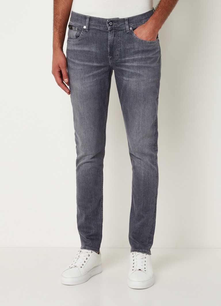 7 For All Mankind - Slimmy tapered fit jeans met gekleurde wassing  - Grijs