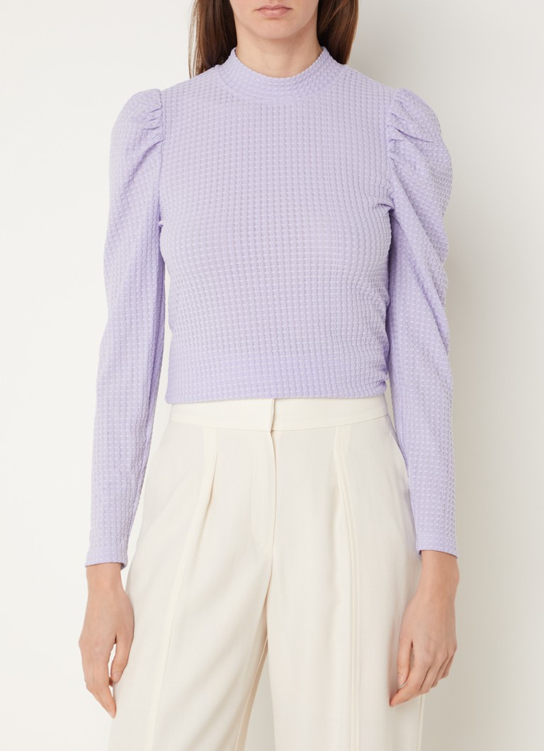 Aaiko Ivona top met structuur en pofmouw • Lila • de Bijenkorf
