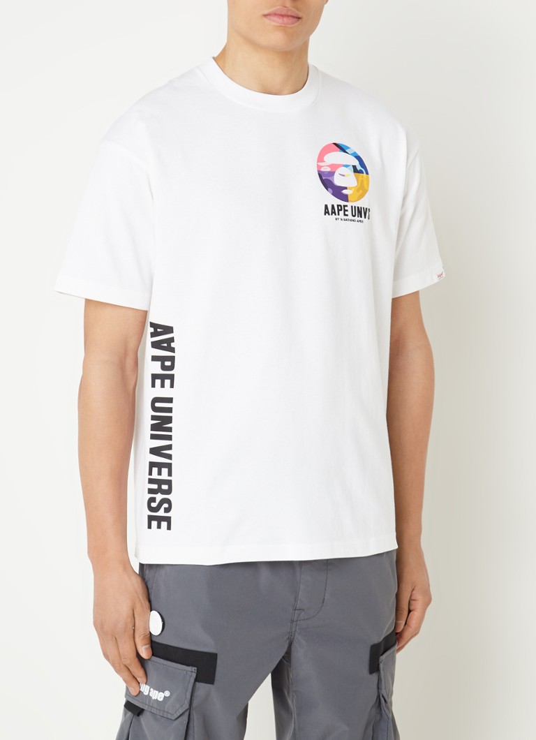 Aape T-shirt met logo- en backprint • Wit • de Bijenkorf