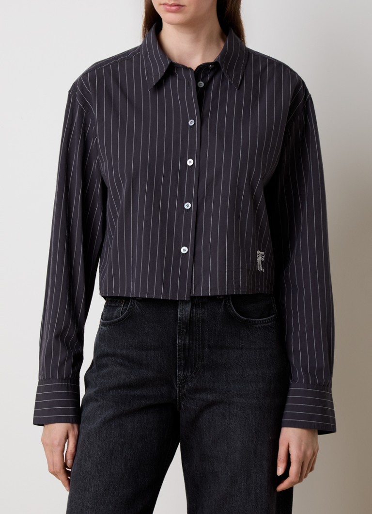 Acne Studios - Cropped blouse met streepprint - Donkergrijs