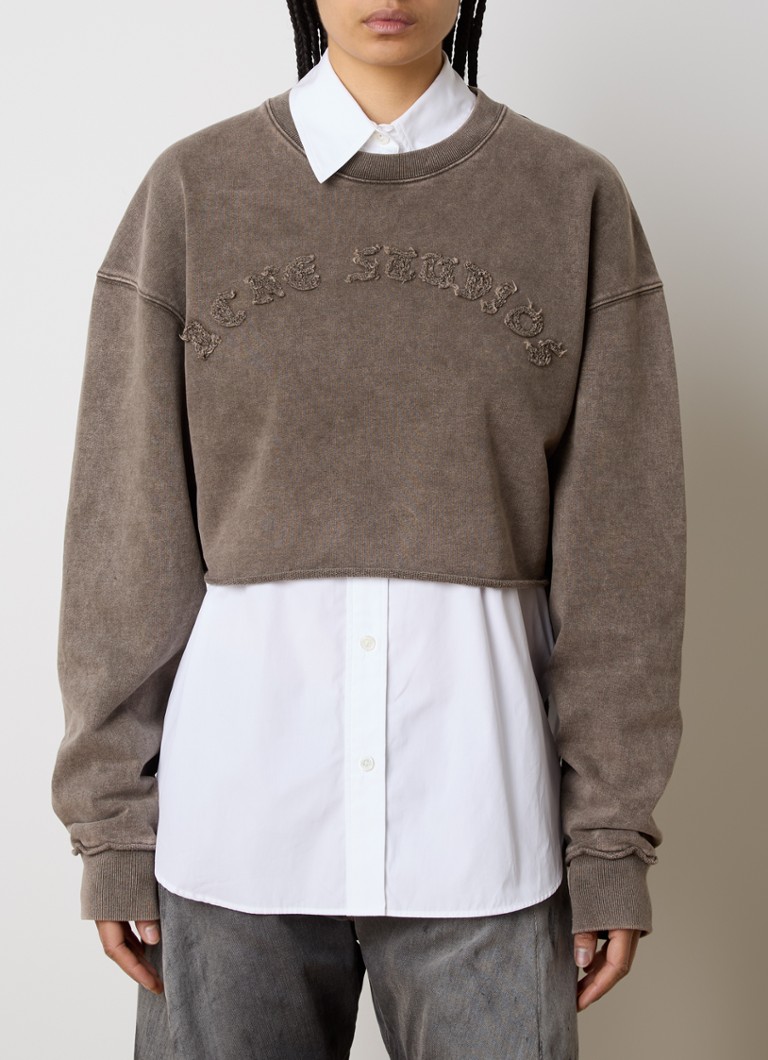 Acne Studios - Cropped sweater met logo - Taupe