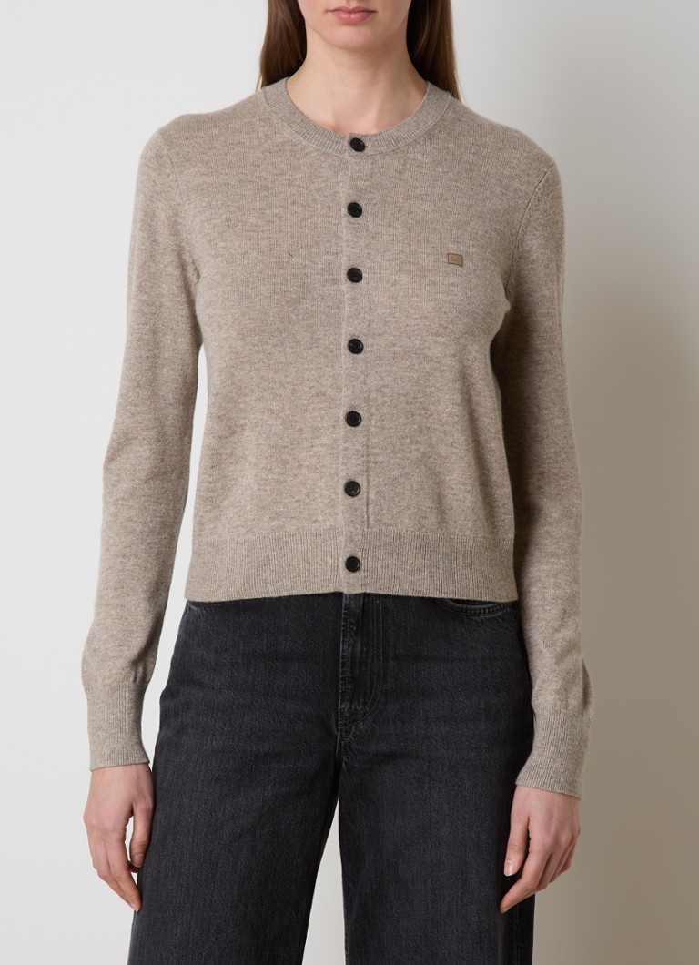 Acne Studios - Fijngebreid vest in wolblend met gemêleerd dessin - Donkerbeige