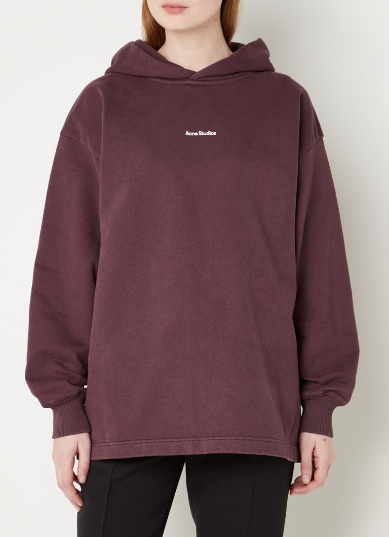 Acne Studios - Fikka oversized hoodie van biologisch katoen met logo - Aubergine