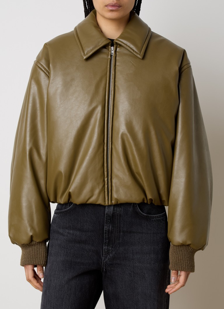 Acne Studios - Gewatteerd bomberjack van imitatieleer met kraag - Mosgroen