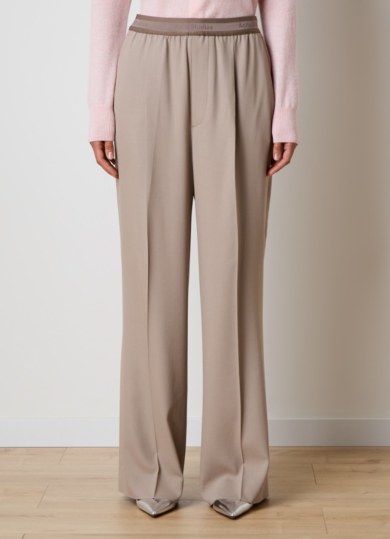 Acne Studios - High waist loose fit pantalon in wolblend met steekzakken - Beige
