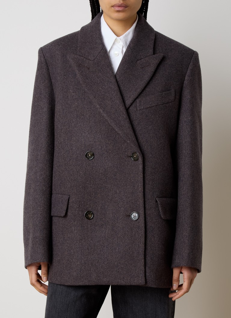Acne Studios - Oversized double-breasted mantel in wolblend met klepzakken - Donkerbruin