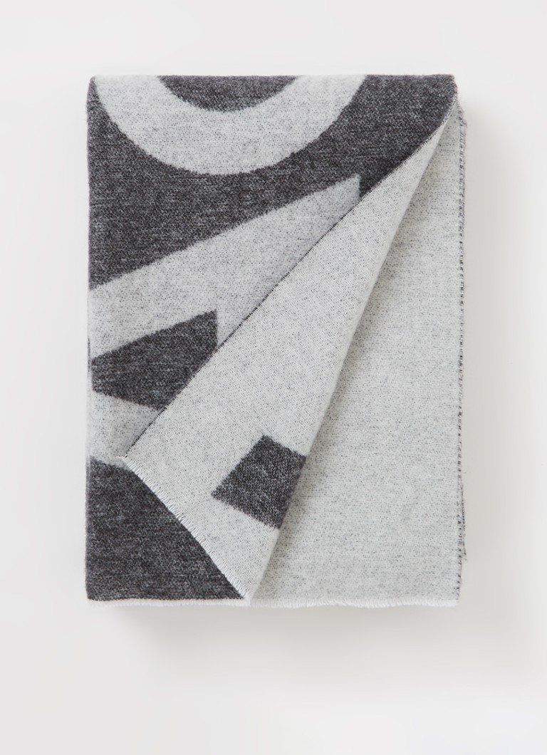 Acne Studios - Sjaal in wolblend met logoprint 220 x 50 cm - Donkergrijs
