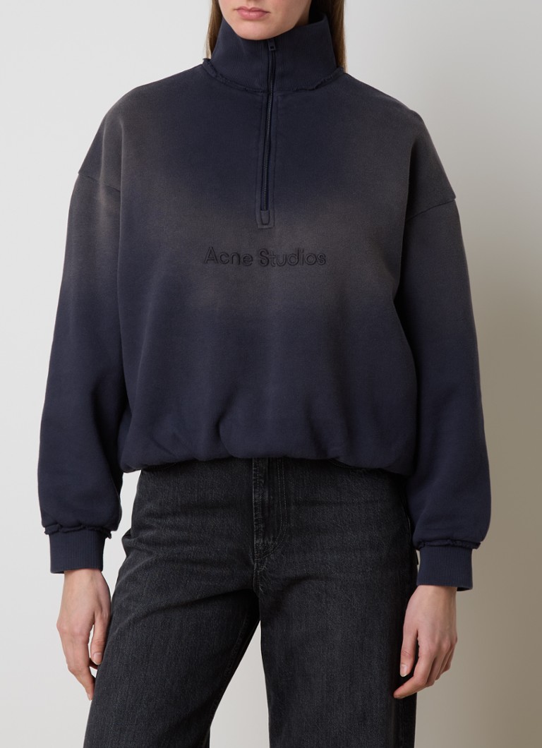 Acne Studios - Sweater met logoborduring en opstaande kraag - Indigo