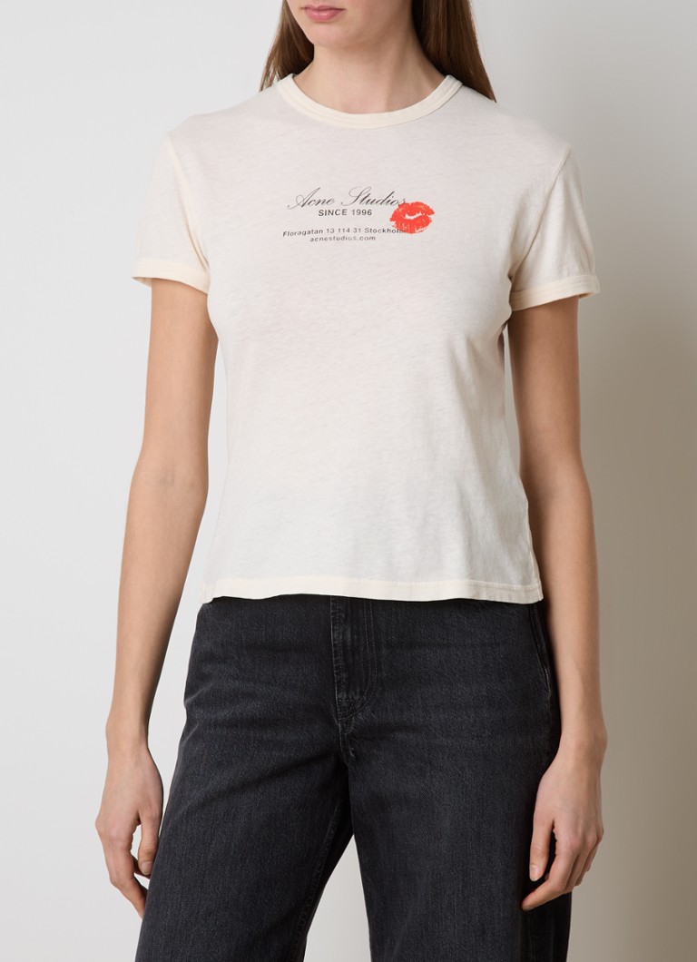 Acne Studios - T-shirt met print - Creme