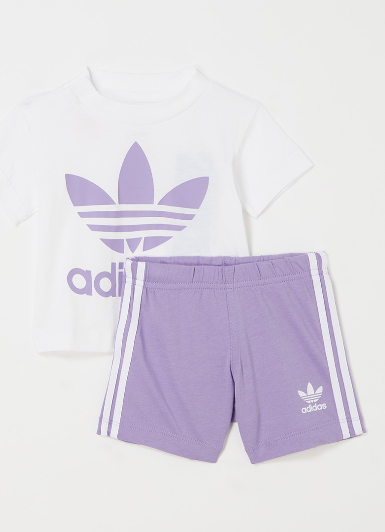 Adidas Babyset met Tshirt en korte broek 2delig • Lila • de Bijenkorf