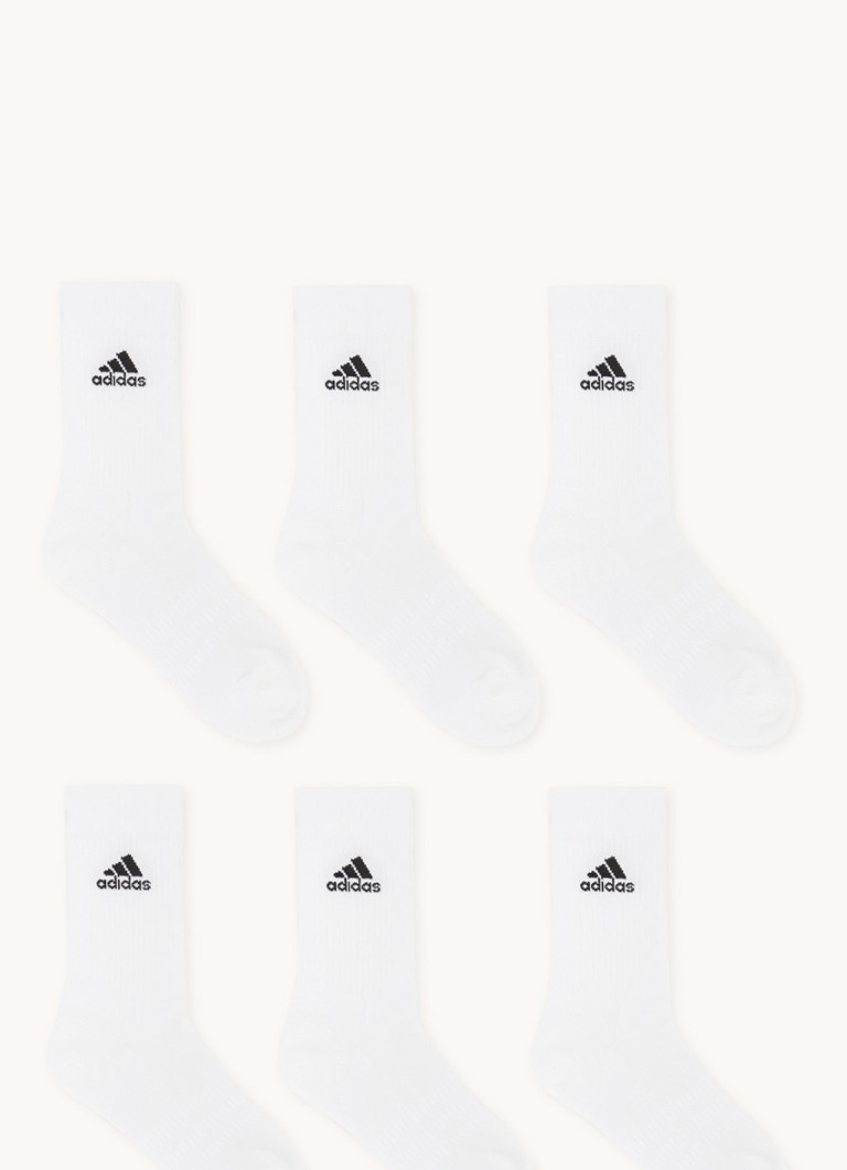 adidas - Cush Crew sportsokken met logo in 6-pack - Wit