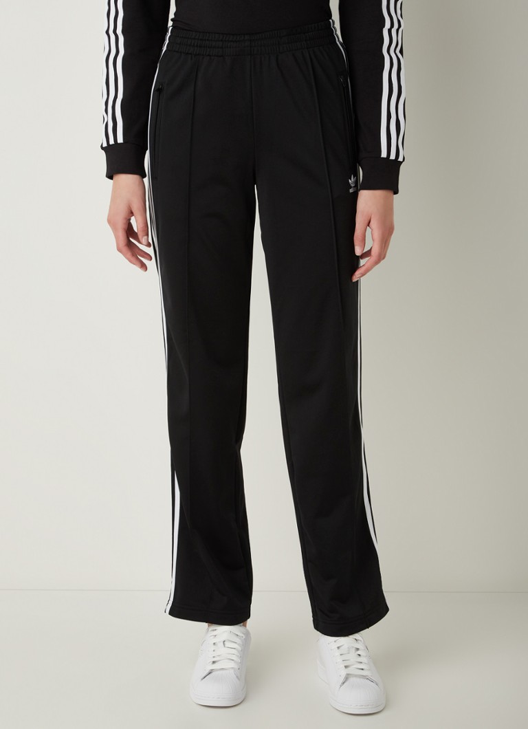 adidas - Firebird Primeblue high waist straight fit track pant met logoprint - Zwart