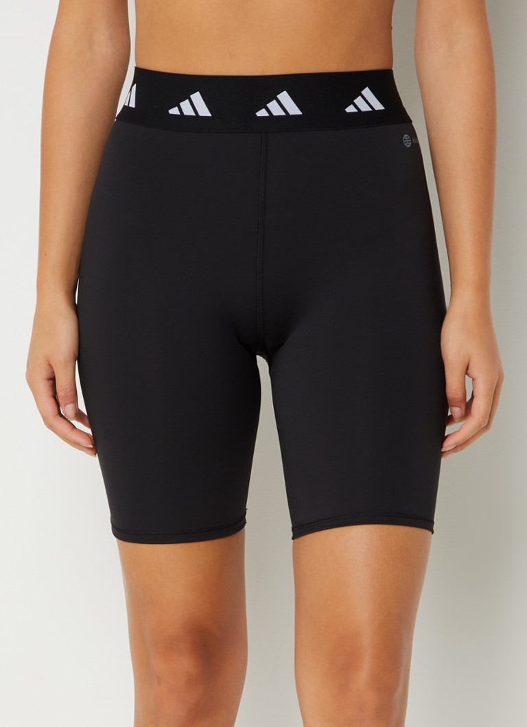 adidas - High waist fietsbroek met logoband - Zwart