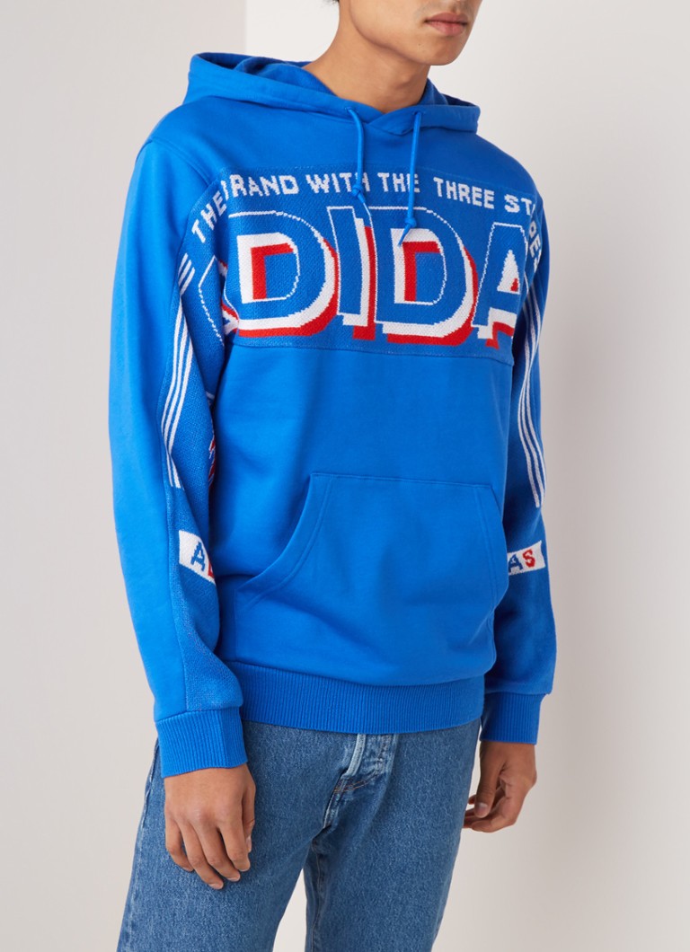 adidas Real Scarf hoodie  met ingebreid dessin   Blauw  de 