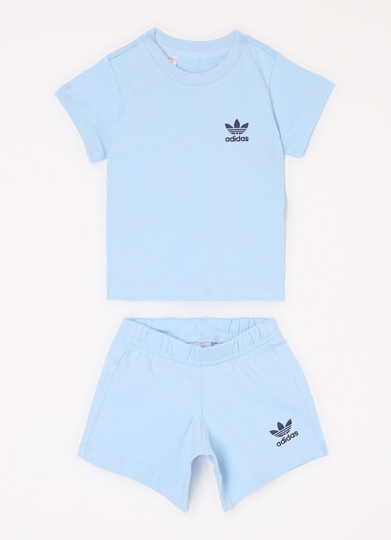 Adidas - Set van T-shirt met korte joggingbroek 2-delig - Lichtblauw